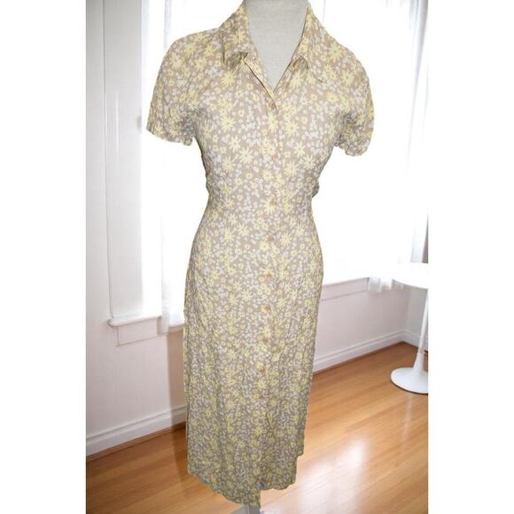 Vintage Y2K Old Navy Button Front Midi Dress – Size 2 – Daisy Floral Rayon - Picture 1 of 16